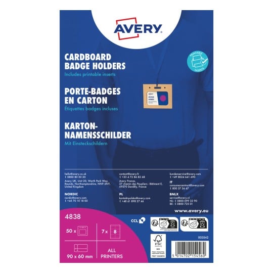 Avery-Verpackung für Ausweishüllen aus Karton mit Namensschild-Abbildung?