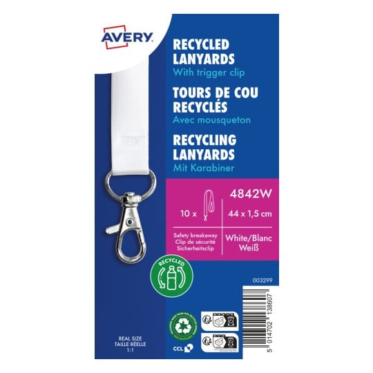 Produktabbildung: Avery Zweckform, Artikel: 4842W, Lanyard, 15 x 440 mm, Kleinpackung, 10 Stück