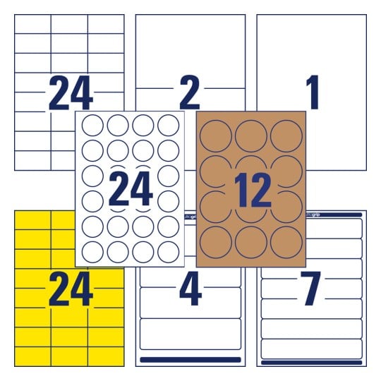 Abbildung Einzelbogen, Artikel: 49300, Office & Home Etiketten Starter-Set, Format: 210 x 297 mm, 12 Etiketten/Bogen