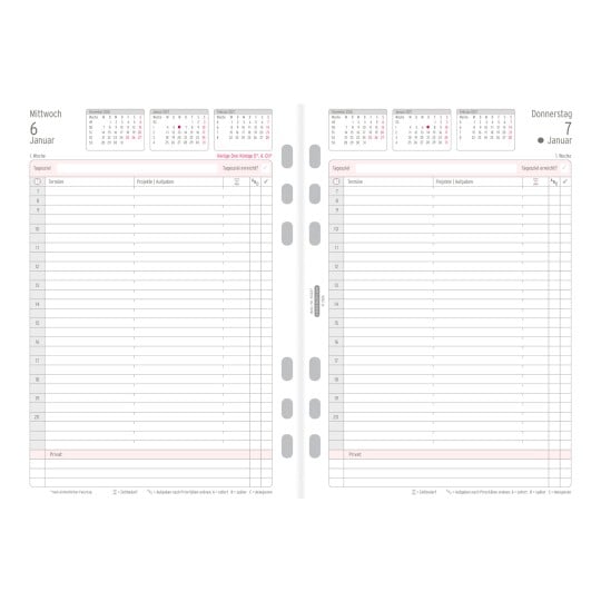 Abbildung Kalendarium, Artikel: 50227, Tagesplan, A5, 2027, 148 x 210 mm, Inhalt: 195 Blätter / 1 Stück