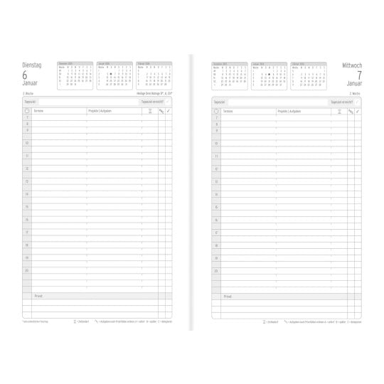Abbildung Kalendarium, Artikel: 50946, Buchkalender,  Black Edition A5, 2026, Schwarz, 135 x 210 x 10 mm, Inhalt: 176 Blätter / 1 Stück