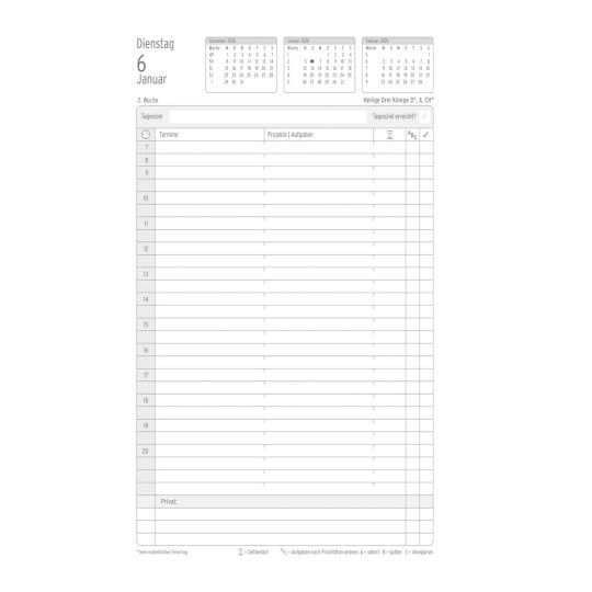 Abbildung Kalendarium, Artikel: 50946, Buchkalender, Black Edition A5, 2026, Schwarz, 135 x 210 x 10 mm, Inhalt: 176 Blätter / 1 Stück