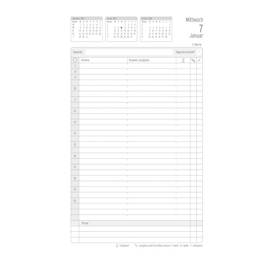 Abbildung Kalendarium, Artikel: 50946, Buchkalender, Black Edition A5, 2026, Schwarz, 135 x 210 x 10 mm, Inhalt: 176 Blätter / 1 Stück
