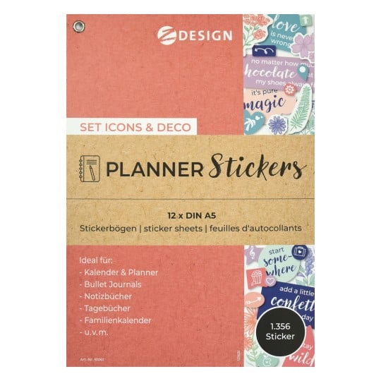 Packungsabbildung: Z-Design, Artikel: 51061, Sticker, 148 x 210 mm, A5, 1.356 Sticker / 12 Bögen