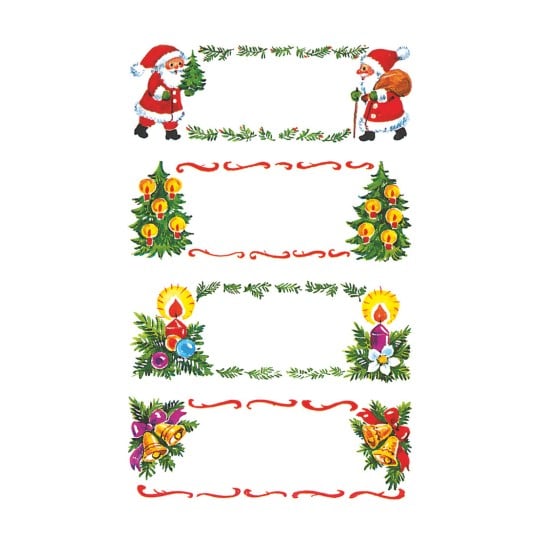 Abbildung Einzelbogen, Artikel: 52362, Weihnachtssticker, Format: 85 x 160 mm, 4 Sticker/Bogen