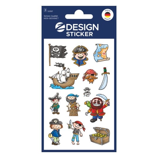 Packungsabbildung: Z-Design, Artikel: 53197, Kinder Aufkleber, 85 x 160 mm, Kleinpackung, 36 Sticker / 3 Bögen