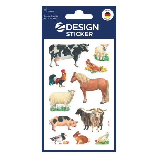Packungsabbildung: Z-Design, Artikel: 53720, Kinder Aufkleber, 85 x 160 mm, Kleinpackung, 33 Sticker / 3 Bögen