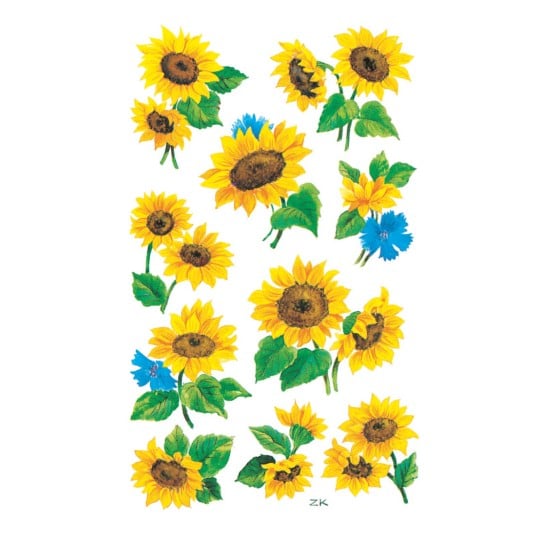 Abbildung Einzelbogen, Artikel: 54103, Blumenaufkleber, Format: 85 x 160 mm, 10 Sticker/Bogen
