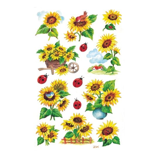 Abbildung Einzelbogen, Artikel: 54171, Blumenaufkleber, Format: 85 x 160 mm, 10 Sticker/Bogen