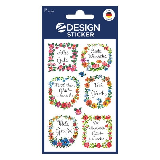 Packungsabbildung: Z-Design, Artikel: 54216, Deko Sticker, 85 x 160 mm, Kleinpackung, 12 Sticker / 2 Bögen