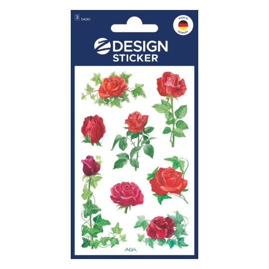 Packungsabbildung: Z-Design, Artikel: 54261, Blumenaufkleber, 85 x 160 mm, Kleinpackung, 24 Sticker / 3 Bögen