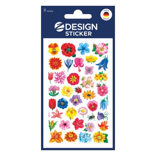 Packungsabbildung: Z-Design, Artikel: 54304, Blumenaufkleber, 85 x 160 mm, Kleinpackung, 117 Sticker / 3 Bögen
