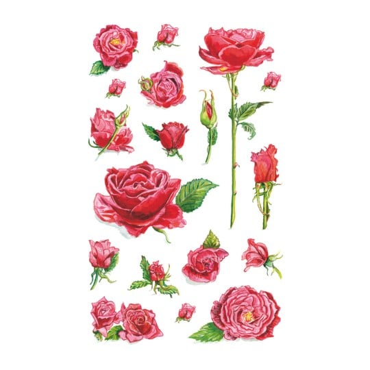 Abbildung Einzelbogen, Artikel: 54337, Blumenaufkleber, Format: 85 x 160 mm, 14 Sticker/Bogen