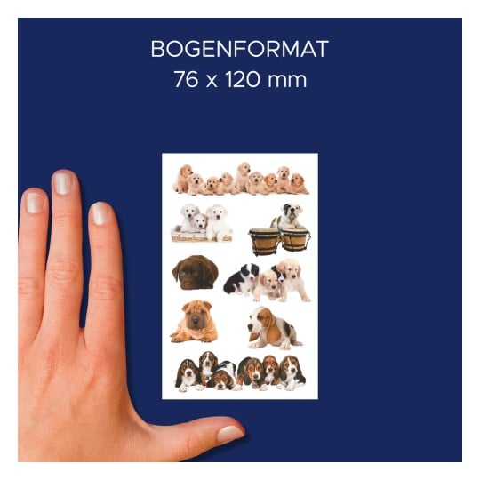 Größenvergleich mit Hand, Artikel: 55972, ein Bogen Kinder Aufkleber, Format: 85 x 160 mm, Farbe: Bunt