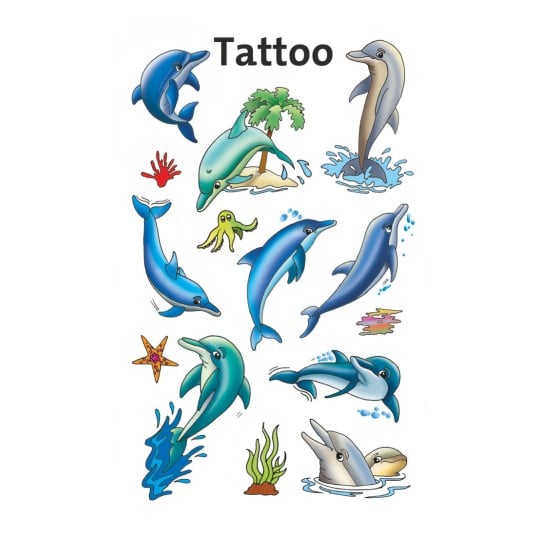 Abbildung Einzelbogen, Artikel: 56439, Kinder Tattoos, Format: 85 x 160 mm, 9 Tattoos/Bogen