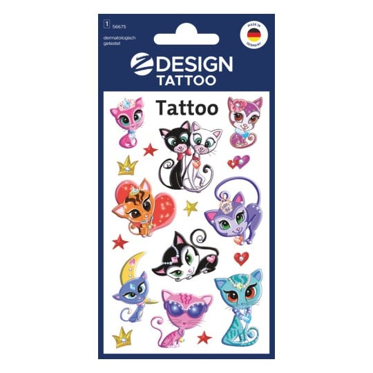Packungsabbildung: Z-Design, Artikel: 56675, Kinder Tattoos, 85 x 160 mm, Kleinpackung, 9 Tattoos / 1 Bogen