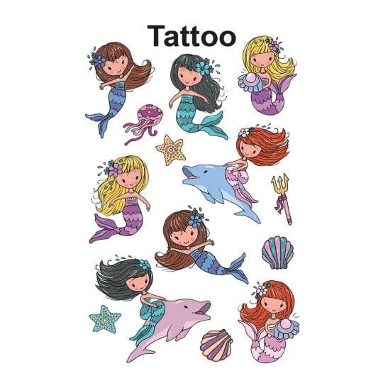 Abbildung Einzelbogen, Artikel: 56763, Kinder Tattoos, Format: 85 x 160 mm, 14 Tattoos/Bogen