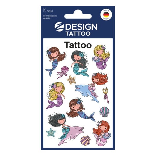 Packungsabbildung: Z-Design, Artikel: 56763, Kinder Tattoos, 85 x 160 mm, Kleinpackung, 14 Tattoos / 1 Bogen