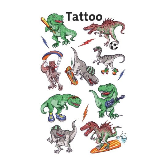 Abbildung Einzelbogen, Artikel: 56772, Kinder Tattoos, Format: 85 x 160 mm, 9 Tattoos/Bogen