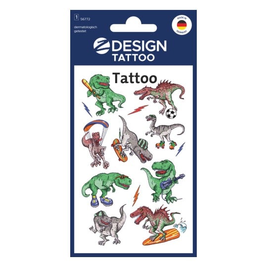 Packungsabbildung: Z-Design, Artikel: 56772, Kinder Tattoos, 85 x 160 mm, Kleinpackung, 9 Tattoos / 1 Bogen