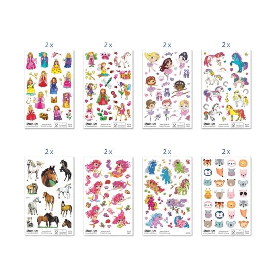 Abbildung Einzelbogen, Artikel: 59990, Sortiment Sticker, Format: 130 x 183 x 5 mm, 24 Sticker/Bogen
