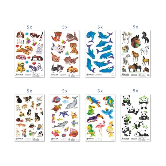 Abbildung Einzelbogen, Artikel: 59992, Sortiment Sticker, Format: 130 x 183 x 5 mm, 13 Sticker/Bogen