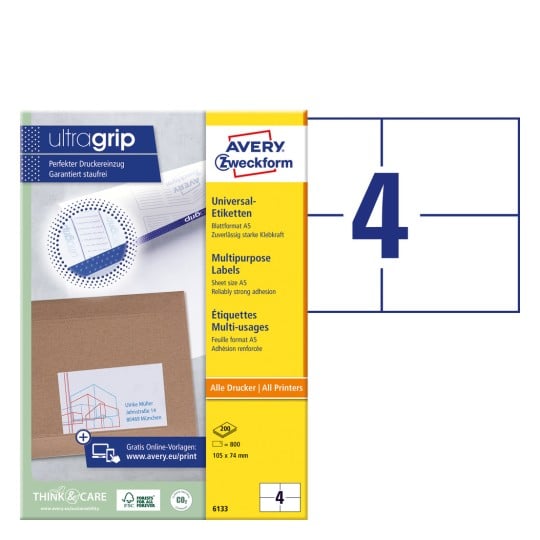 Packung Einzelbogen A4, Artikel: 6131, Etiketten, 4 Etiketten/Bogen