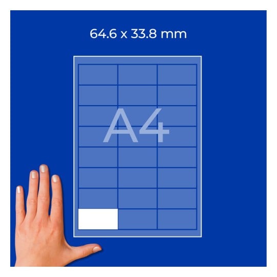 A4-Blatt-Grafik mit Raster, einer weißen Zelle unten links und einer Hand als Maßstab?