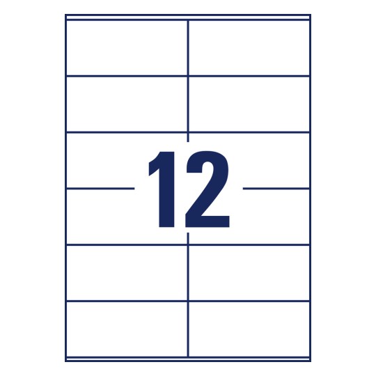 Stanzzeichnung Einzelbogen A4, Artikel: 6175, Universal-Etiketten, Format: 105 x 48 mm, 12 Etiketten/Bogen