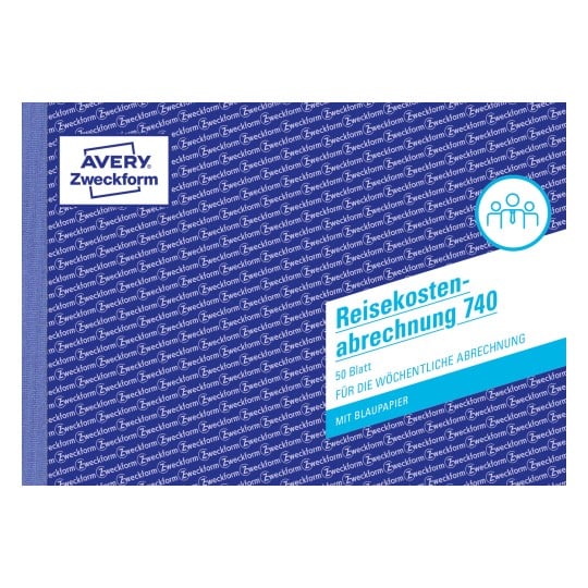 Produktabbildung: Avery Zweckform, Artikel: 740, Reisekostenabrechnung, 210 x 148 mm, A5 quer, 50 Blatt/Buch