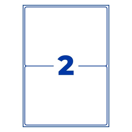 Stanzzeichnung Einzelbogen A4, Artikel: 8018-300, Versand-Etiketten, Format: 199,6 x 143,5 mm, 2 Etiketten/Bogen