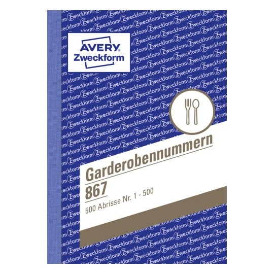 Produktabbildung: Avery Zweckform, Artikel: 867, Garderobennummern, 105 x 148 mm, A6, 500 Nummern/Block