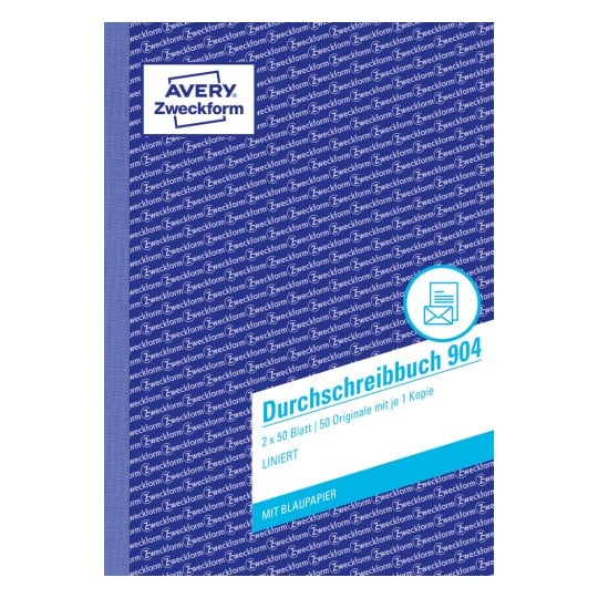 Produktabbildung: Avery Zweckform, Artikel: 904, Durchschreibbuch, 148 x 210 mm, A5, 2 x 50 Blatt/Buch