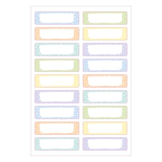 Abbildung Einzelbogen, Artikel: ETVET36M, Textil-Etiketten, Format: 13 x 45 mm, 18 Etiketten/Bogen