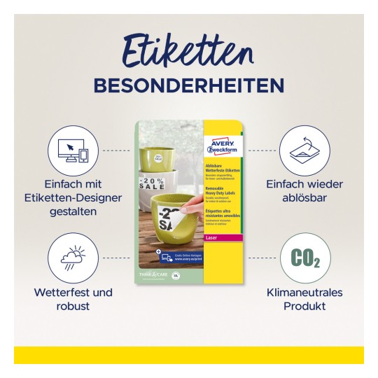 Wetterfeste Etiketten | L4775REV-20 | Avery Zweckform