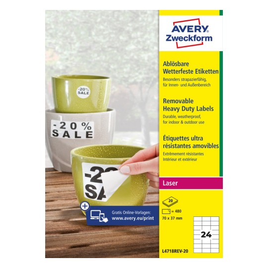 Wetterfeste Etiketten | L4718REV-20 | Avery Zweckform