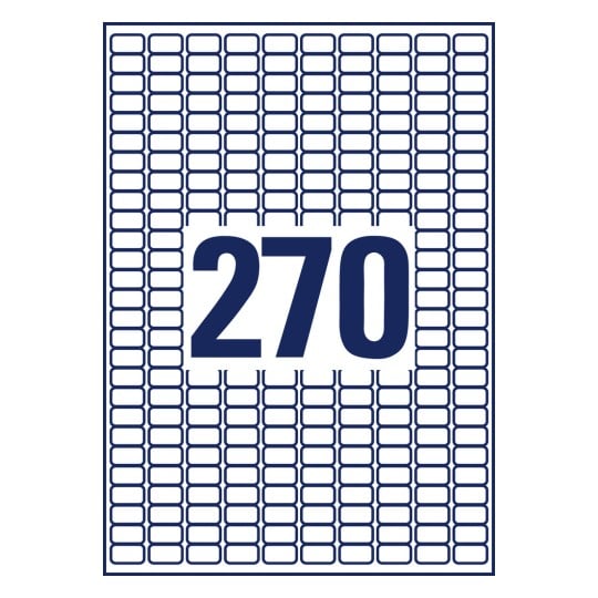 Stanzzeichnung Einzelbogen A4, Artikel: L4730REV-10, Etiketten, ablösbar, Home Office, Kleinpackung, Format: 17,8 x 10 mm, 270 Etiketten/Bogen
