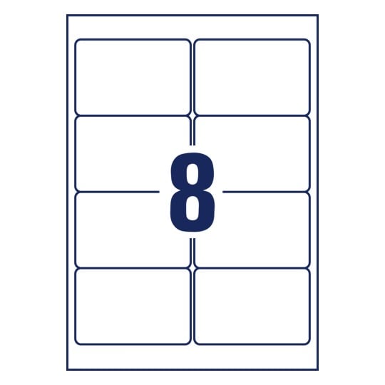 Stanzzeichnung Einzelbogen A4, Artikel: L4745REV-25, Universal-Etiketten, ablösbar, Format: 96 x 63,5 mm, 8 Etiketten/Bogen