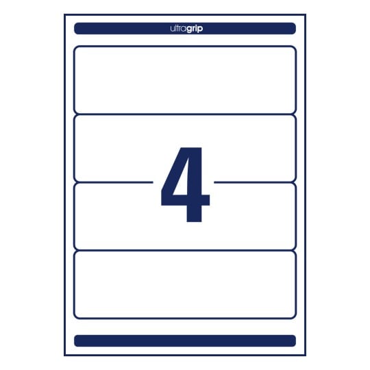Stanzzeichnung Einzelbogen A4, Artikel: L4761REV-10, Ordner-Etiketten, ablösbar, Home Office, Kleinpackung, Format: 61 x 192 mm, 4 Etiketten/Bogen