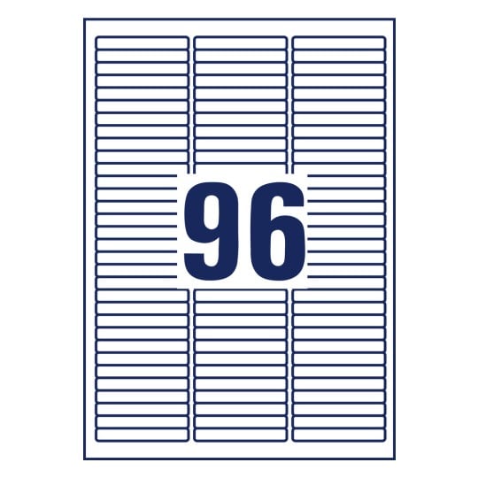 Stanzzeichnung Einzelbogen A4, Artikel: L6022REV-25, Etiketten für Data Cartridge, Format: 63,5 x 8,5 mm, 96 Etiketten/Bogen