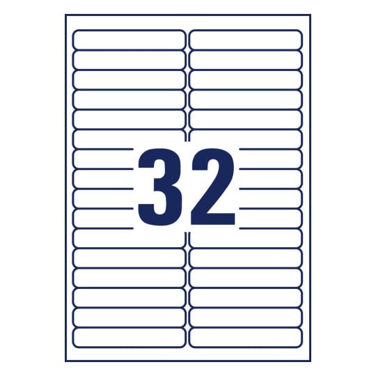 Stanzzeichnung Einzelbogen A4, Artikel: L6031REV-25, Universal-Etiketten, ablösbar, Format: 96 x 16,9 mm, 32 Etiketten/Bogen