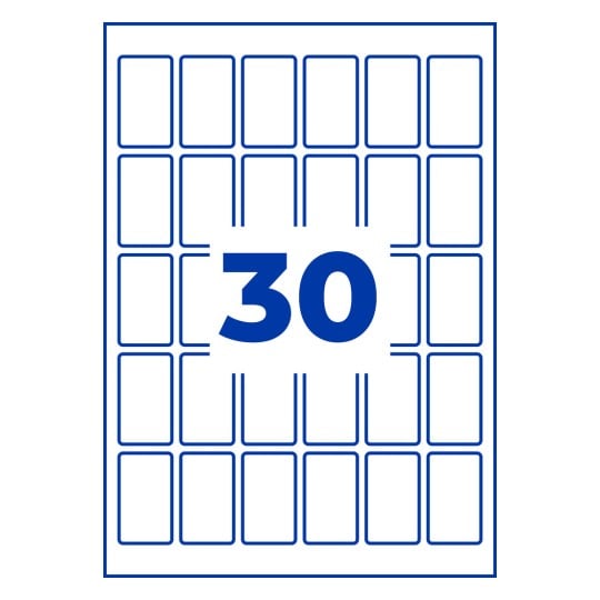 Weißes Poster mit blau umrandetem Raster aus abgerundeten Rechtecken und einer großen blauen Zahl 30 in der Mitte?