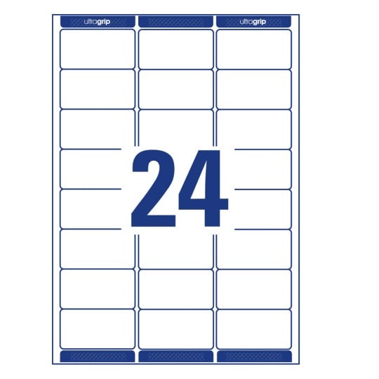 Stanzzeichnung Einzelbogen A4, Artikel: L7159-100, Adress-Etiketten, Format: 63,5 x 33,9 mm, 24 Etiketten/Bogen