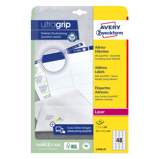 Adress-Etiketten | L7636-25 | Avery Zweckform