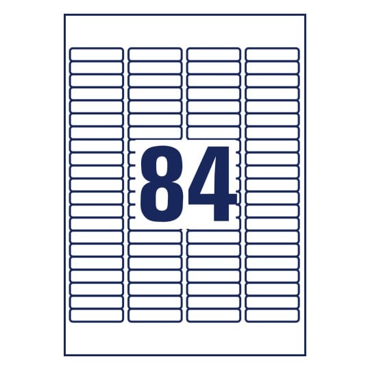 Stanzzeichnung Einzelbogen A4, Artikel: L7656-25, Mini-Organisations-Etiketten, Format: 46 x 11,1 mm, 84 Etiketten/Bogen