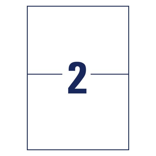 Stanzzeichnung Einzelbogen A4, Artikel: LR3655, Recycling Universal-Etiketten, Format: 210 x 148 mm, 2 Etiketten/Bogen