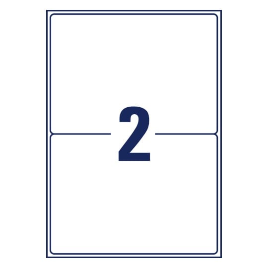 Stanzzeichnung Einzelbogen A4, Artikel: LR7168-100, Recycling Versand-Etiketten, Format: 199,6 x 143,5 mm, 2 Etiketten/Bogen