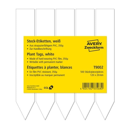 Produktabbildung: Avery Zweckform, Artikel: T9002, Steck-Schilder, 120 x 20 mm, 500 Stück