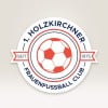 Ein Sticker in Freiform, der einen Fußball-Vereinsaufkleber zeigt.