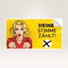 Rechteckiger Wahl-Aufkleber mit der Aufschrift "Deine Stimme zählt" günstig bei Avery Zweckform drucken lassen.